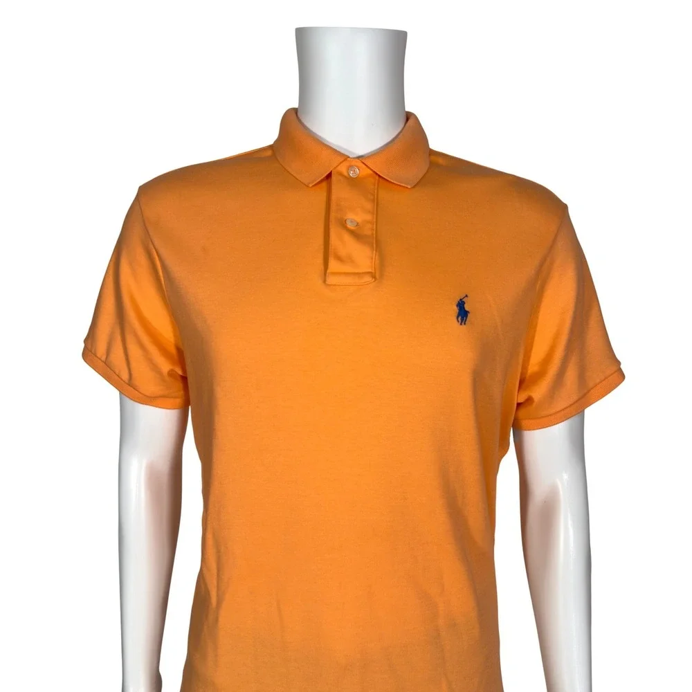 Polo Ralph Lauren Polo Shirt Mens L Orange Excellent Custom Fit Pony Logo